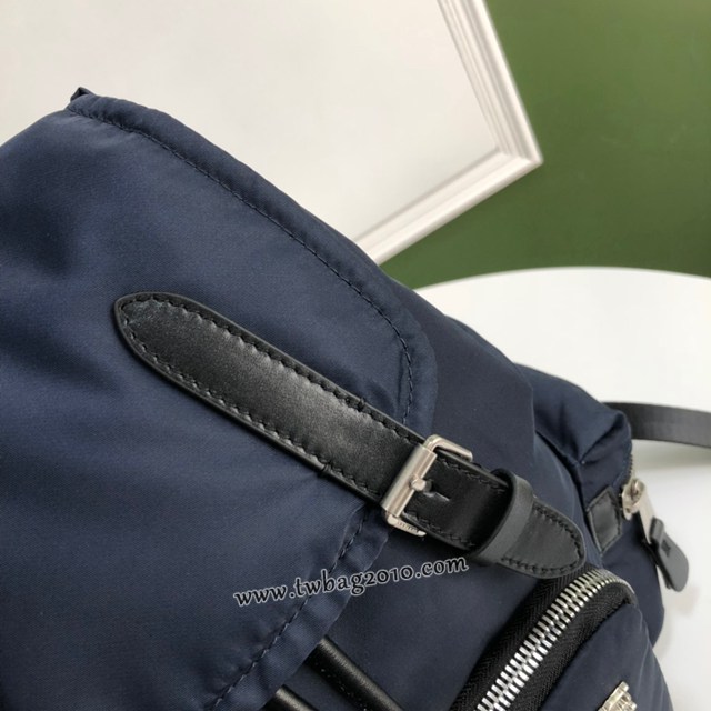 Burberry專門店新款中號牛皮雙肩包邊飾軍旅背包 巴寶莉尼龍布軍風包 yxb1249